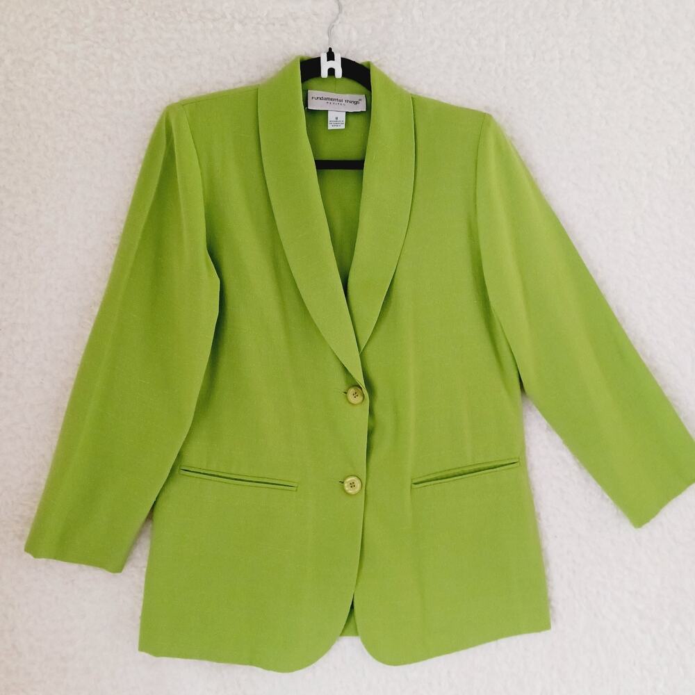 Jacket Button-Up Fundamental Things Textured Lime Pockets Office Vacation Sz P8